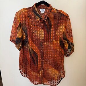 Vintage Melissa Robyn Geometric Print Button-Up Shirt Size 22W
